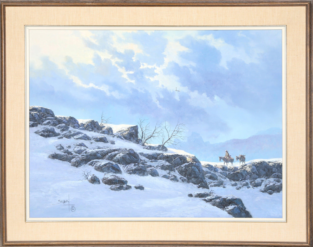 Cowboy in Snowy Landscape Oil | Jorge Braun Andres Tarallo,{{product.type}}