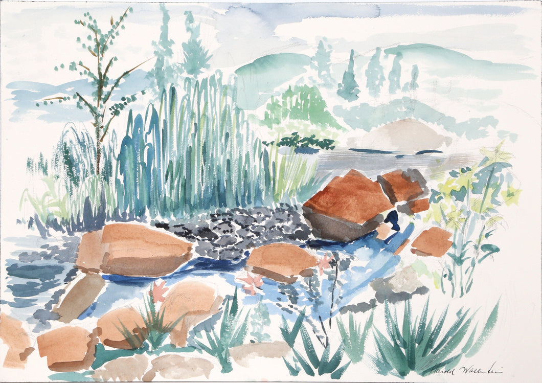 Creek with Rocks Watercolor | Harold Wallerstein,{{product.type}}