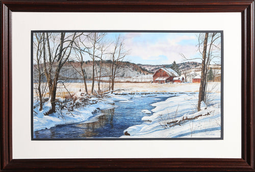 Creekside Farm in Winter Watercolor | Michael Davidoff,{{product.type}}
