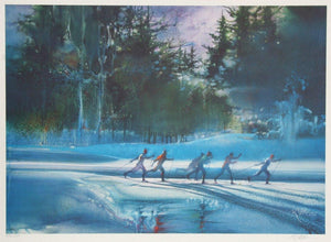 Cross Country Skiing from the Visions of Gold Olympic Portfolio Lithograph | Robert Peak,{{product.type}}