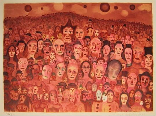 Crowd of Clowns Lithograph | Marcel Marceau,{{product.type}}