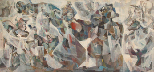 Cubist Figures with Bird (8) Oil | John F. Leonard,{{product.type}}