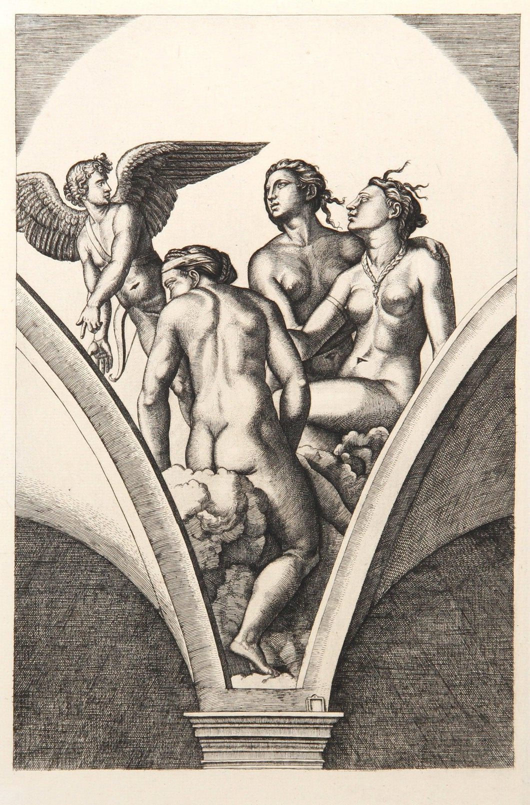 Cupidon et les trois Graces Etching | Marcantonio Raimondi,{{product.type}}