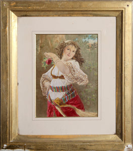 Dancing Woman with Rose Lithograph | Joseph Wilson,{{product.type}}