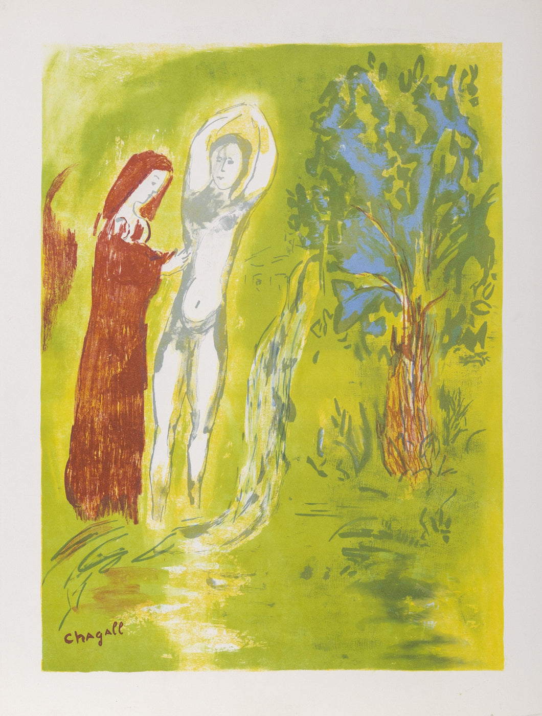 Daphnis et Chloe au Bord de la Fontaine Poster | Marc Chagall,{{product.type}}