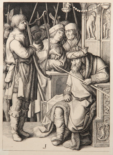 David jouant de la Harpe devant Saul Etching | Lucas van Leyden,{{product.type}}