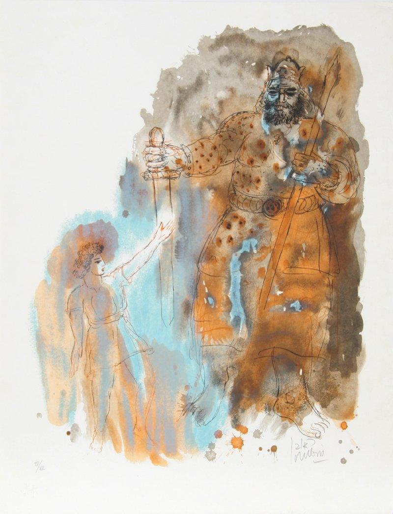 David said the Philistine from the Story of David Portfolio 3 Lithograph | Reuven Rubin,{{product.type}}
