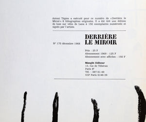 Derriere le Miroir #175 - 1 Lithograph | Antoni Tapies,{{product.type}}