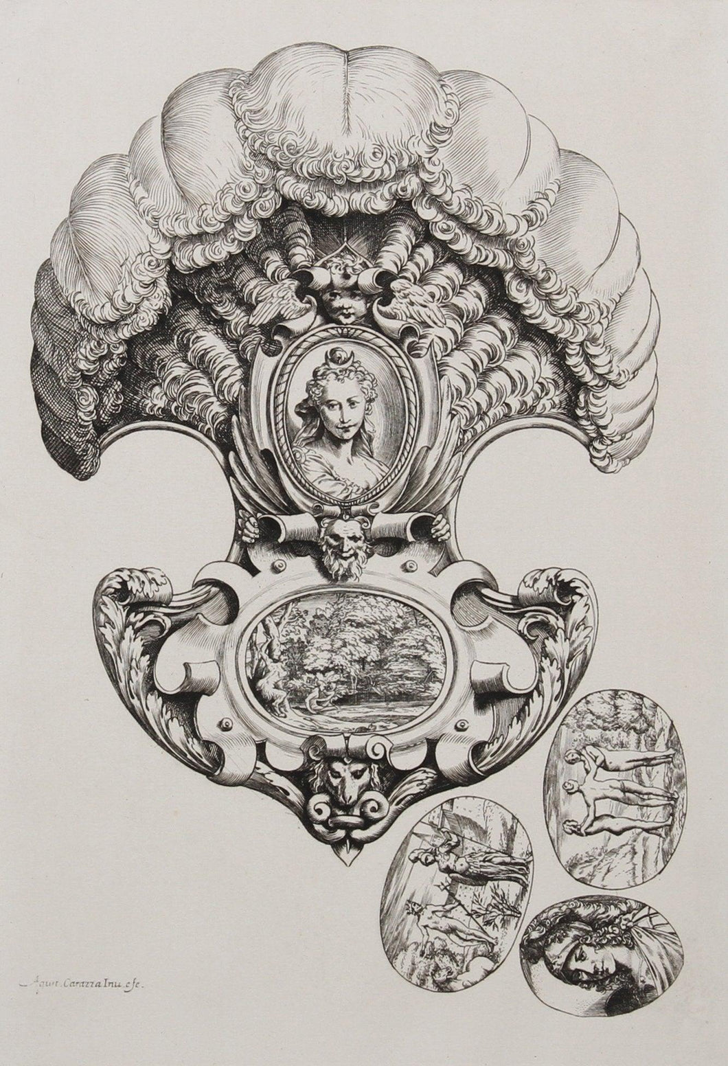 Dessin pour un Eventail Etching | Agostino Carracci,{{product.type}}