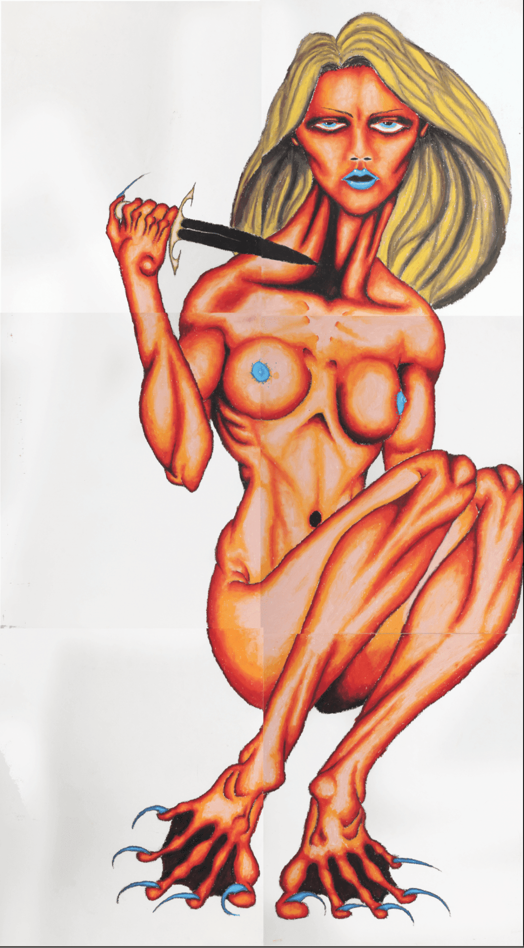 Devilish Blonde Nude with Dagger Pastel | Jon Robyn,{{product.type}}