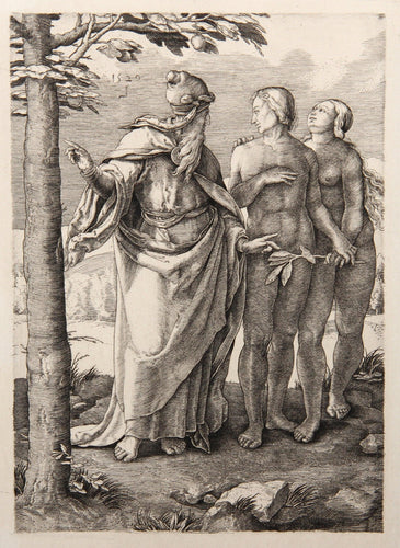 Dieu defend a Adam et Eve de toucher au Fruit de l'arbre de Vie Etching | Lucas van Leyden,{{product.type}}