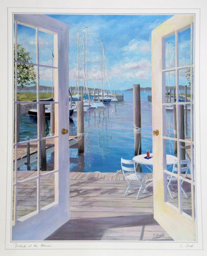 Dockside at the Marina Poster | Carol Saxe,{{product.type}}