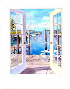 Dockside at the Marina Poster | Carol Saxe,{{product.type}}