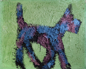 Dog (Blue and Purple on Green) Acrylic | Peter Mayer,{{product.type}}