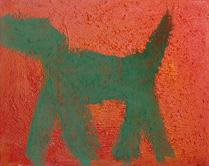 Dog (Green on Red) Acrylic | Peter Mayer,{{product.type}}