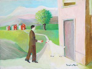 Dog Welcoming it's Owner Oil | Joseph G. Perri,{{product.type}}