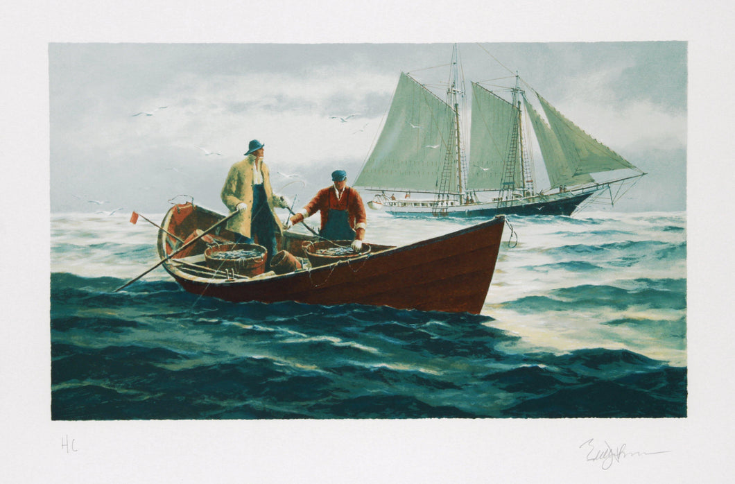 Dorymen and Wind Jammer Lithograph | Eldred Clark Johnson,{{product.type}}