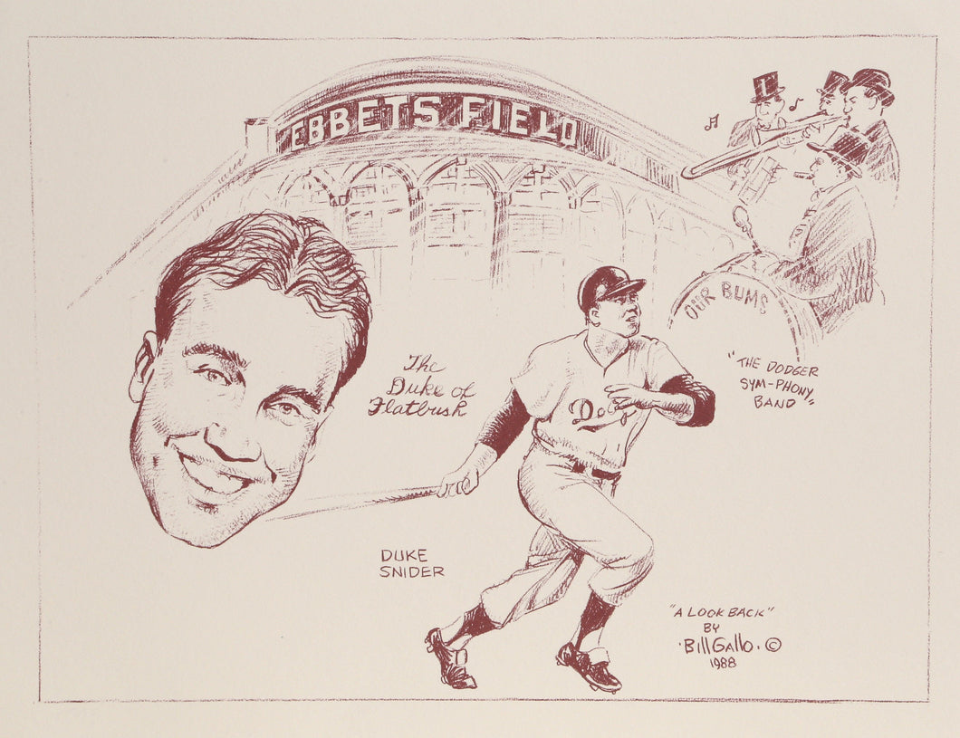 Duke Snider from A Look Back portfolio Lithograph | Bill Gallo,{{product.type}}