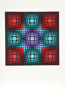 Dyevat (Red and Blues) Screenprint | Victor Vasarely,{{product.type}}