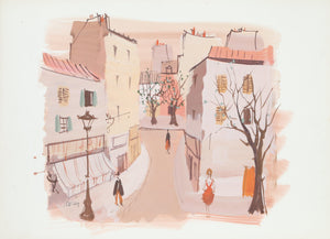 Early Spring Paris Street Watercolor | Charles Levier,{{product.type}}