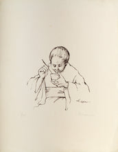 Eating Noodles Lithograph | Unknown Artist,{{product.type}}