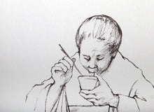 Eating Noodles Lithograph | Unknown Artist,{{product.type}}