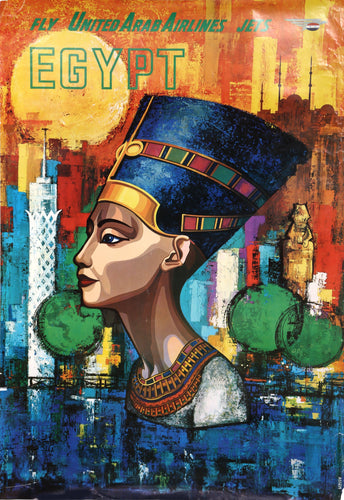 Egypt - Fly United Arab Airlines (Nefertiti) Poster | Assem Ismail,{{product.type}}