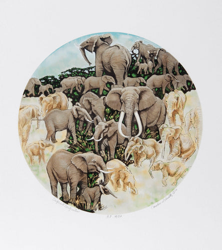 Elephant Composition Lithograph | Caroline Schultz,{{product.type}}