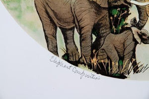 Elephant Composition Lithograph | Caroline Schultz,{{product.type}}
