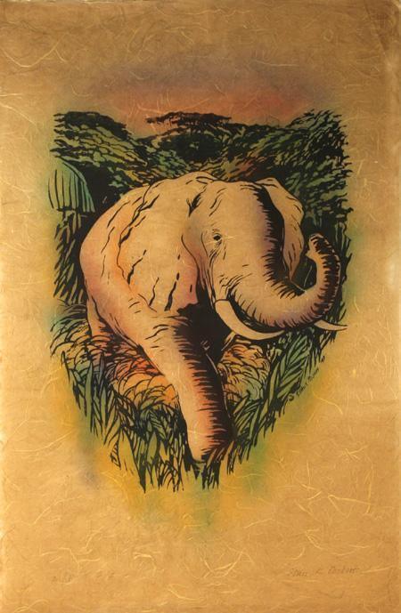 Elephant Lithograph | Stan Keith Peskett,{{product.type}}