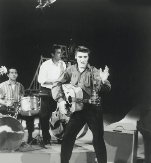 Elvis Performing on the Ed Sullivan Show Black and White | Unknown Artist,{{product.type}}