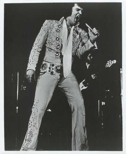 Elvis Singing in Las Vegas Black and White | Unknown Artist,{{product.type}}