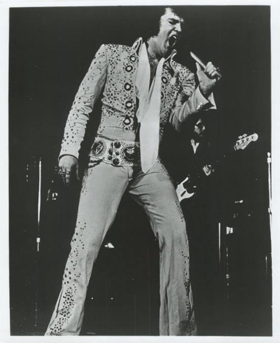 Elvis Singing in Las Vegas Black and White | Unknown Artist,{{product.type}}