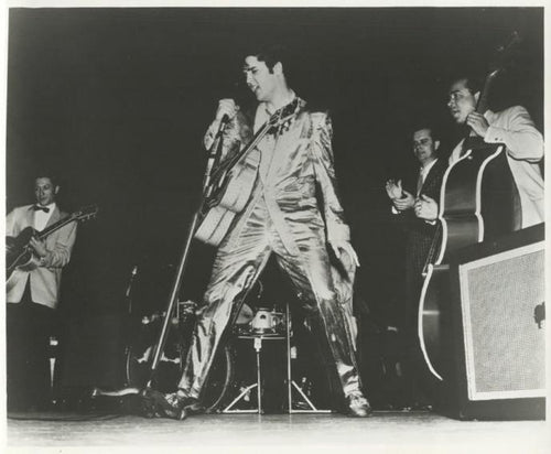 Elvis Singing with Band Black and White | Unknown Artist,{{product.type}}