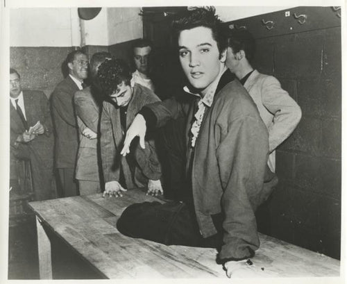 Elvis Sitting on Table Black and White | Unknown Artist,{{product.type}}