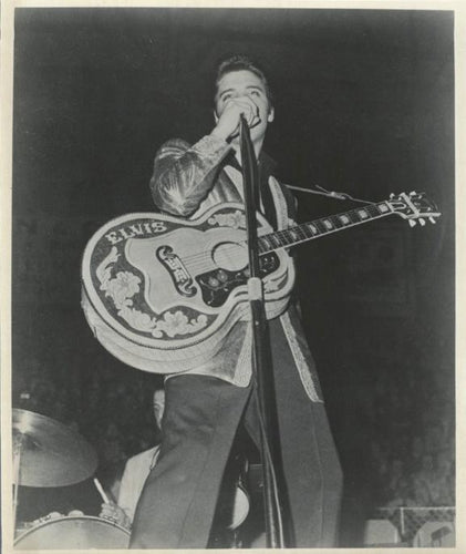 Elvis with Elvis Guitar Black and White | Unknown Artist,{{product.type}}