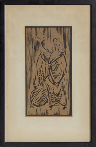 Embracing Couple Woodcut | John Begg,{{product.type}}