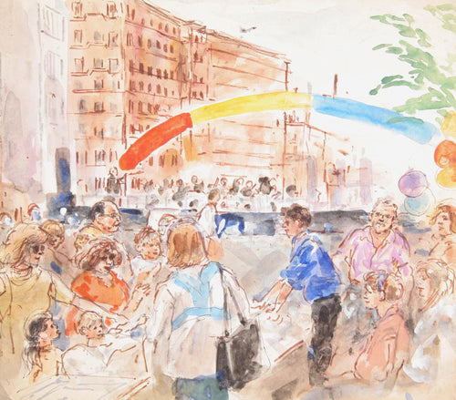 End of the New York City Marathon Watercolor | Marshall Goodman,{{product.type}}