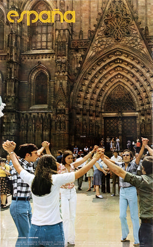 Espana - Bailando Sardanas Barcelona Poster | Travel Poster,{{product.type}}