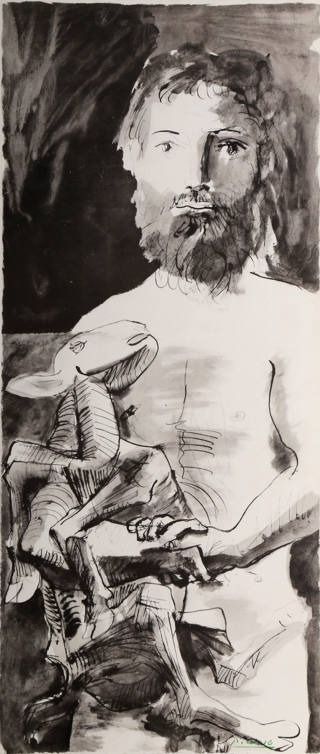 Etude pour l'Homme au Mouton from La Flute Double Portfolio Lithograph | Pablo Picasso,{{product.type}}