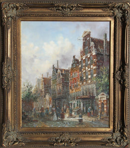 European City Street Scene (Possibly Dutch) Oil | Andrew,{{product.type}}