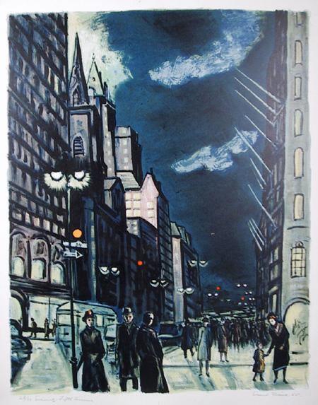 Evening - Fifth Avenue Lithograph | Ernest Fiene,{{product.type}}
