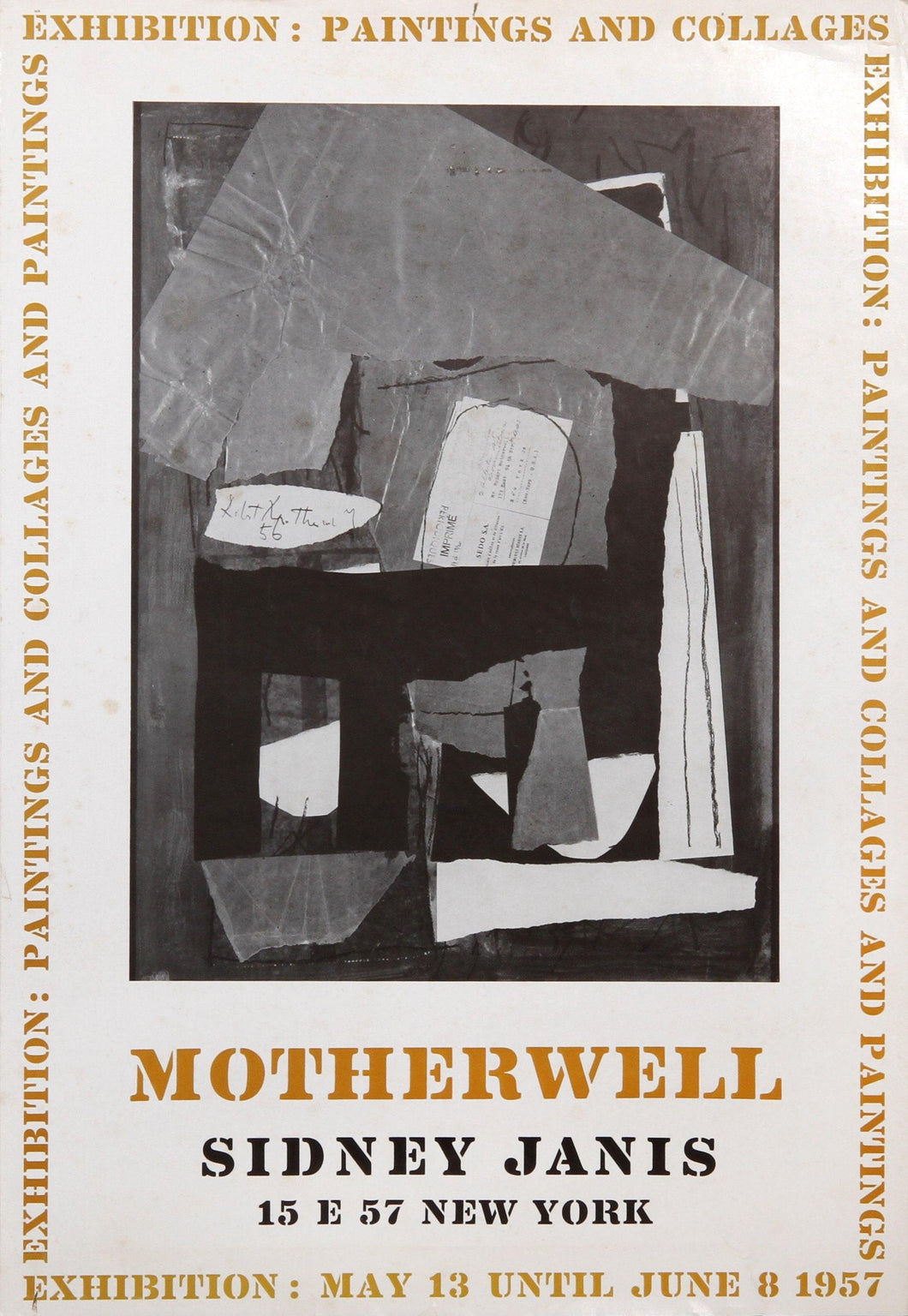 Exhibition: Paintings and Collages at Sidney Janis Poster | Robert Motherwell,{{product.type}}