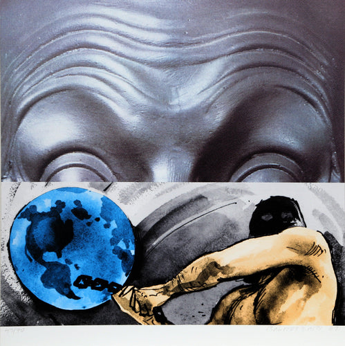 Eyebrows Furrowed Foreheads Figure with Globe Screenprint | John Baldessari,{{product.type}}