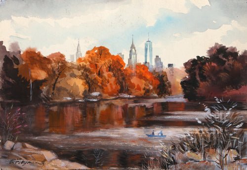 Fall in the Park Watercolor | Erik Freyman,{{product.type}}