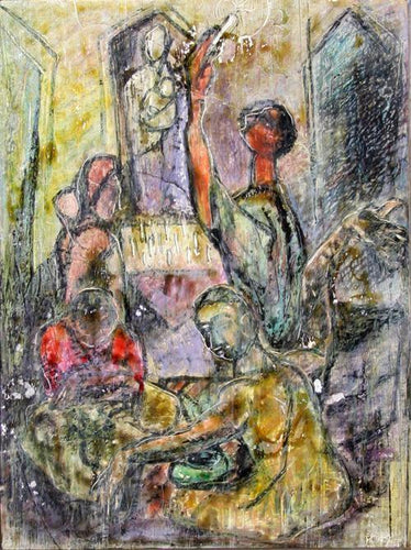 Family in Cityscape Acrylic | Charles Keller,{{product.type}}