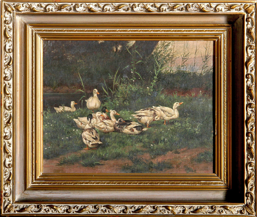 Family of Ducks Oil | Unknown Artist,{{product.type}}