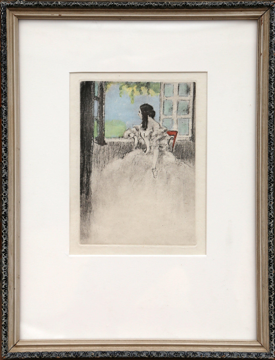 Faraway Gaze from La Dame aux Camelias Etching | Louis Icart,{{product.type}}