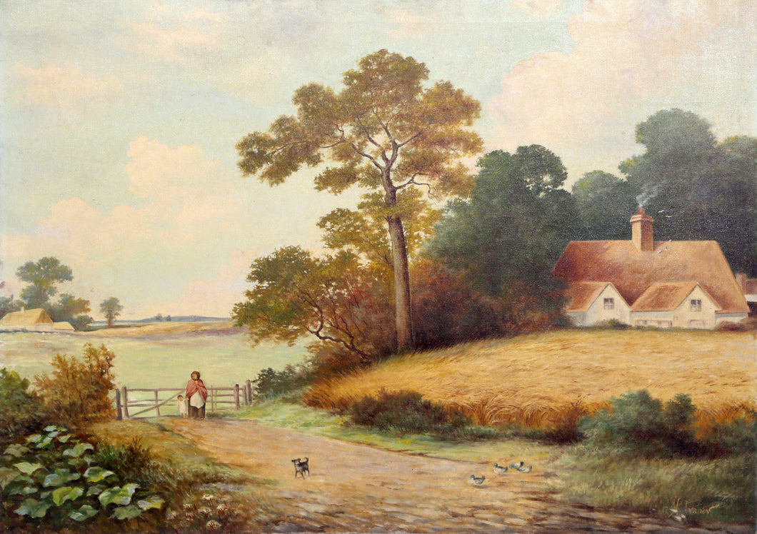 Farm Landscape with Mother and Child Oil | Unknown Artist,{{product.type}}