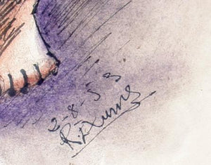 Farmhand with Knife Watercolor | Unknown Artist,{{product.type}}